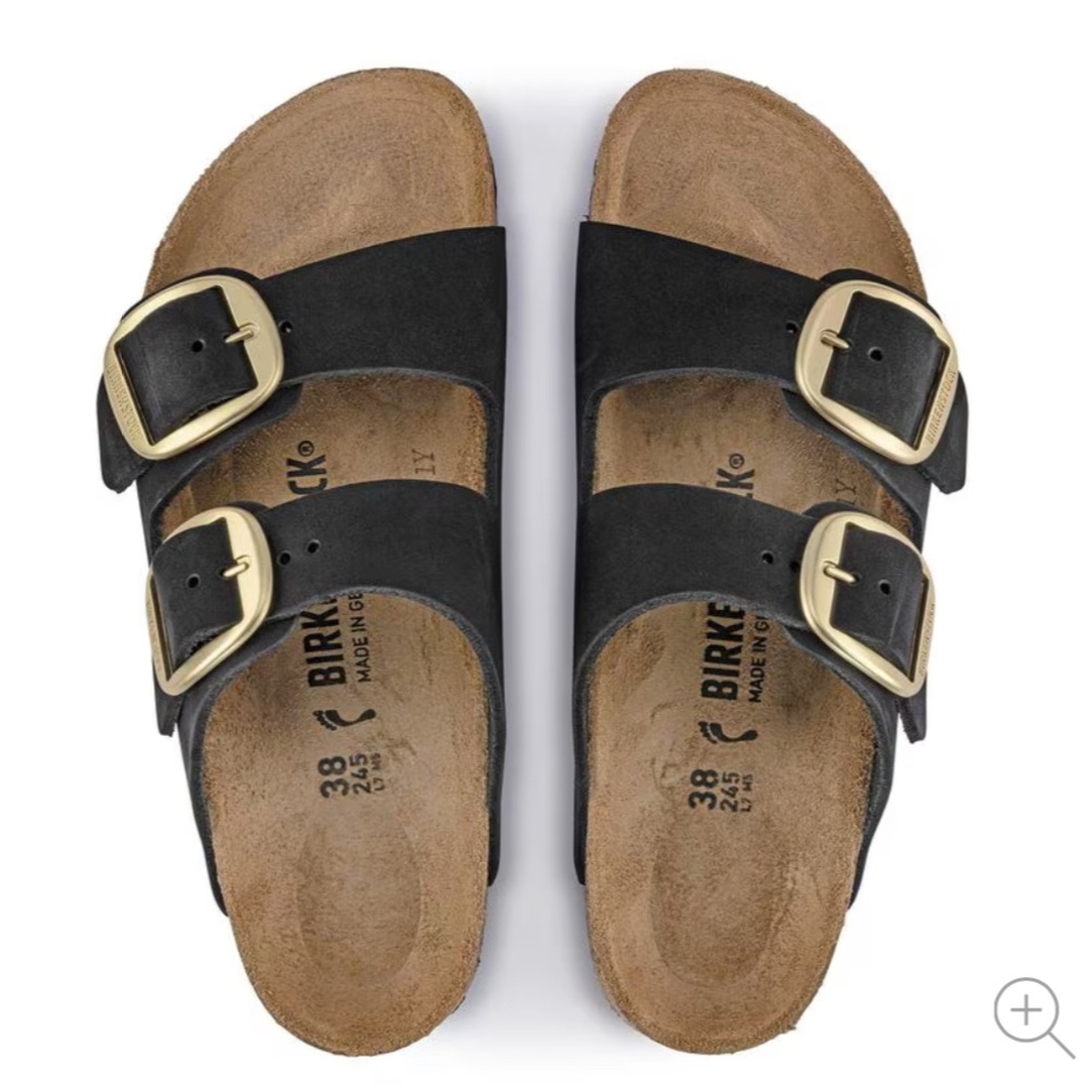 Birkenstock Arizona big buckle nubuck soft footbed 38 narrow Black Sandals - Picture 3 of 10